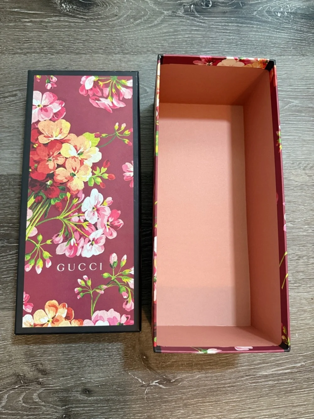 Gucci Floral Empty Shoe Box w/ Dust Bags Pink Blooms Luxury Packaging Decor